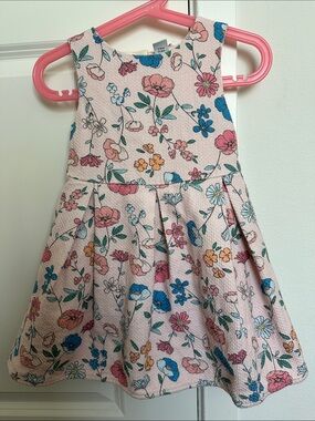 Girls Floral Fit-and-Flare Dress in Blush Pink
